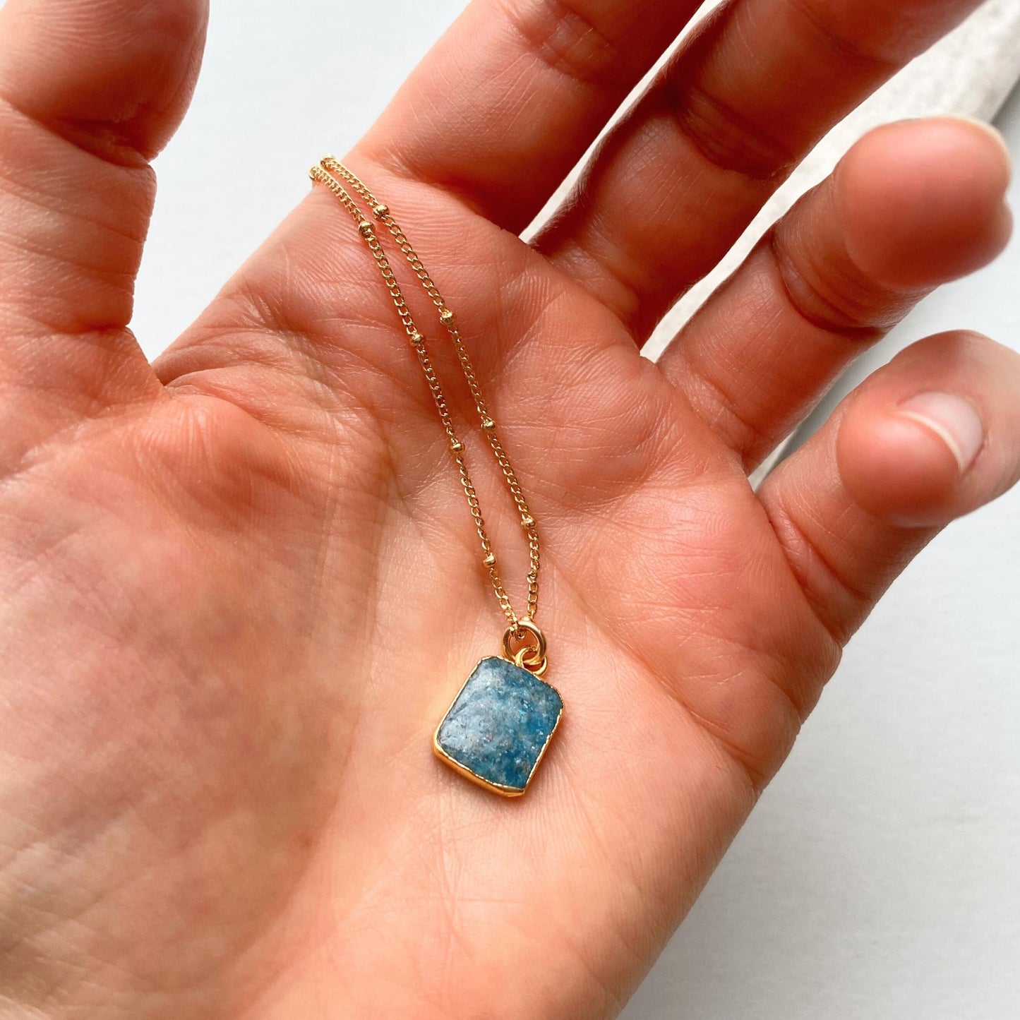 Neon Apatite Gem Slice Necklace | Dream (Gold Plated)