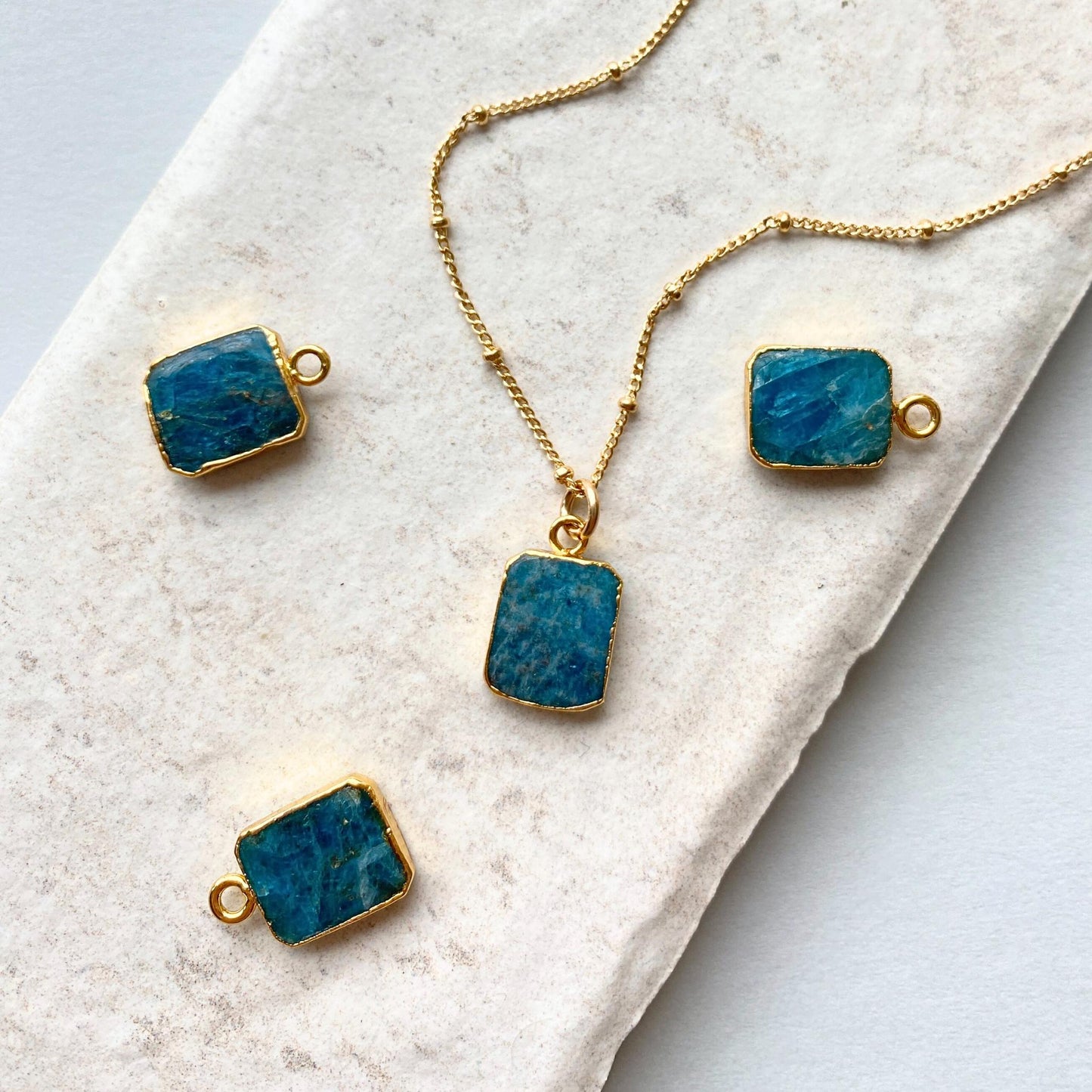 Neon Apatite Gem Slice Necklace | Dream (Gold Plated)