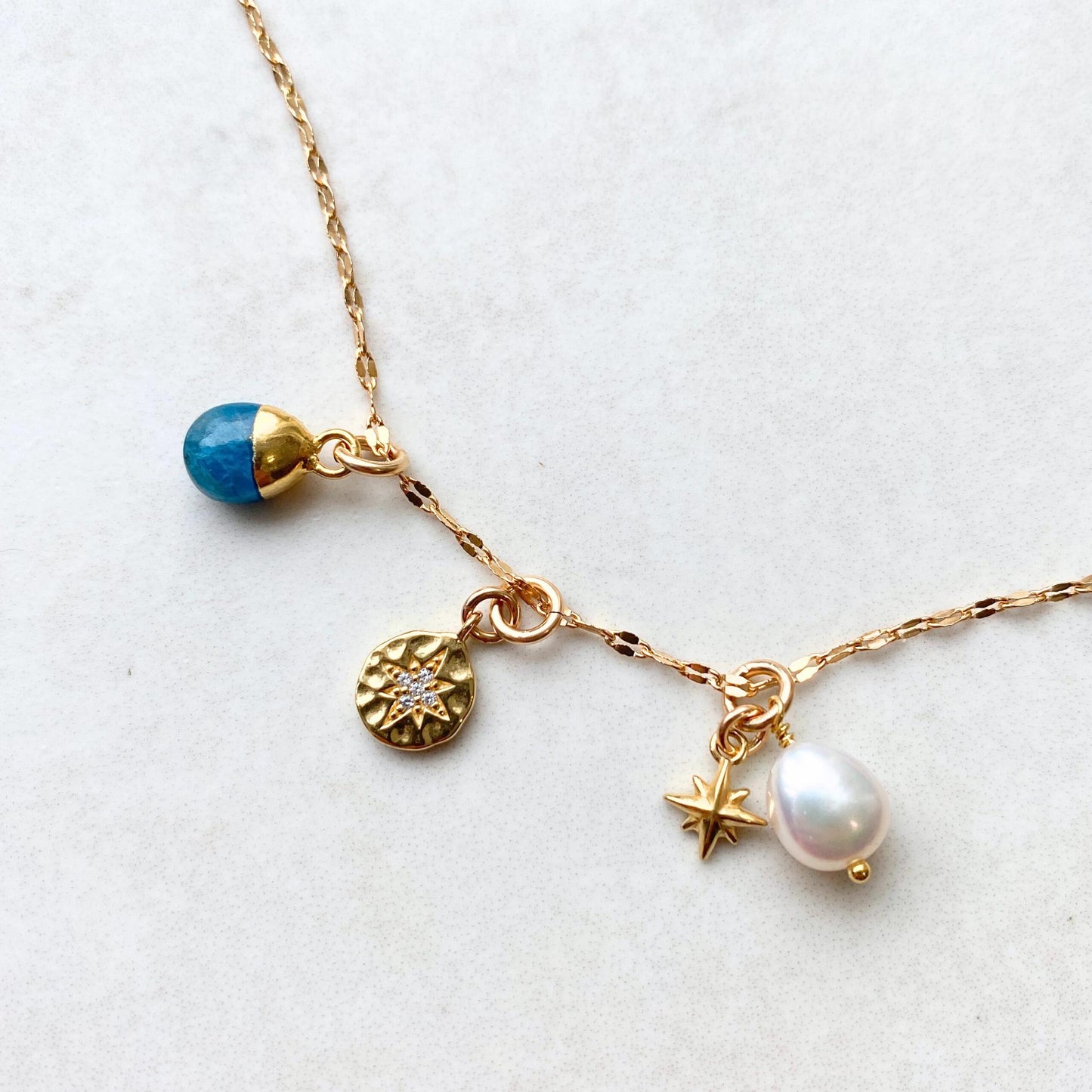 Neon Apatite Charm Necklace | Dream (Gold Plated)