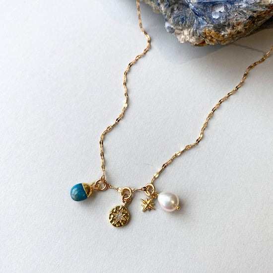 Neon Apatite Charm Necklace | Dream (Gold Plated)