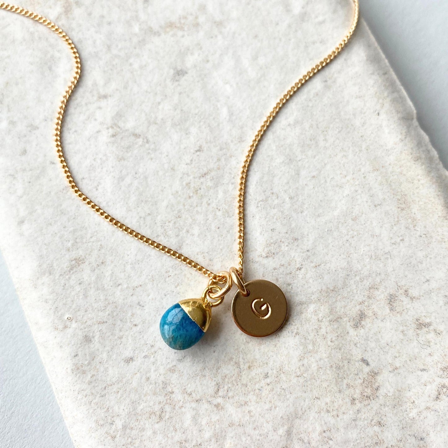 Neon Apatite Tiny Tumbled Necklace | Dream (Gold Plated)