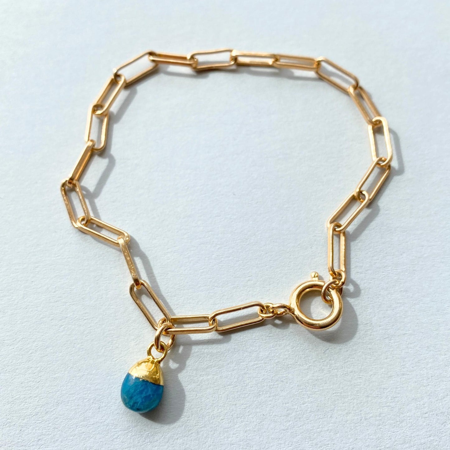 Neon Apatite Tiny Tumbled Chunky Chain Bracelet | Dream (Gold Plated)