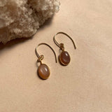 Peach Moonstone Mini Dome Ear Wire Earrings | Inner Strength (Gold Fill)
