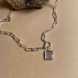 Peach Moonstone Gem Slice Necklace | Inner Strength (Silver)