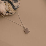Peach Moonstone Gem Slice Necklace | Inner Strength (Silver)