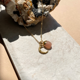 Peach Moonstone & Moon Necklace | Inner Strength (Gold Plated)
