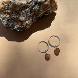 Peach Moonstone Tiny Tumbled Hoop Earrings | Inner Strength (Silver)