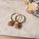 Peach Moonstone Tiny Tumbled Hoop Earrings | Inner Strength (Gold Plated)