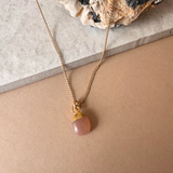 Peach Moonstone Tiny Tumbled Necklace | Inner Strength (Gold Plated)
