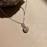 Peach Moonstone Tiny Tumbled Necklace | Inner Strength (Silver)