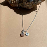 Peach Moonstone Tiny Tumbled Necklace | Inner Strength (Silver)
