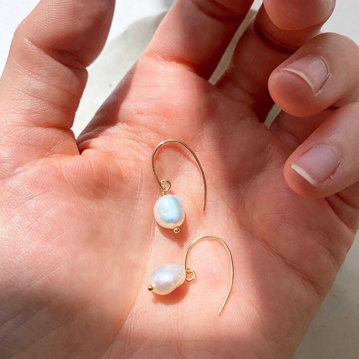 Pearl Ear Wire Earrings | Calm (Gold Fill)