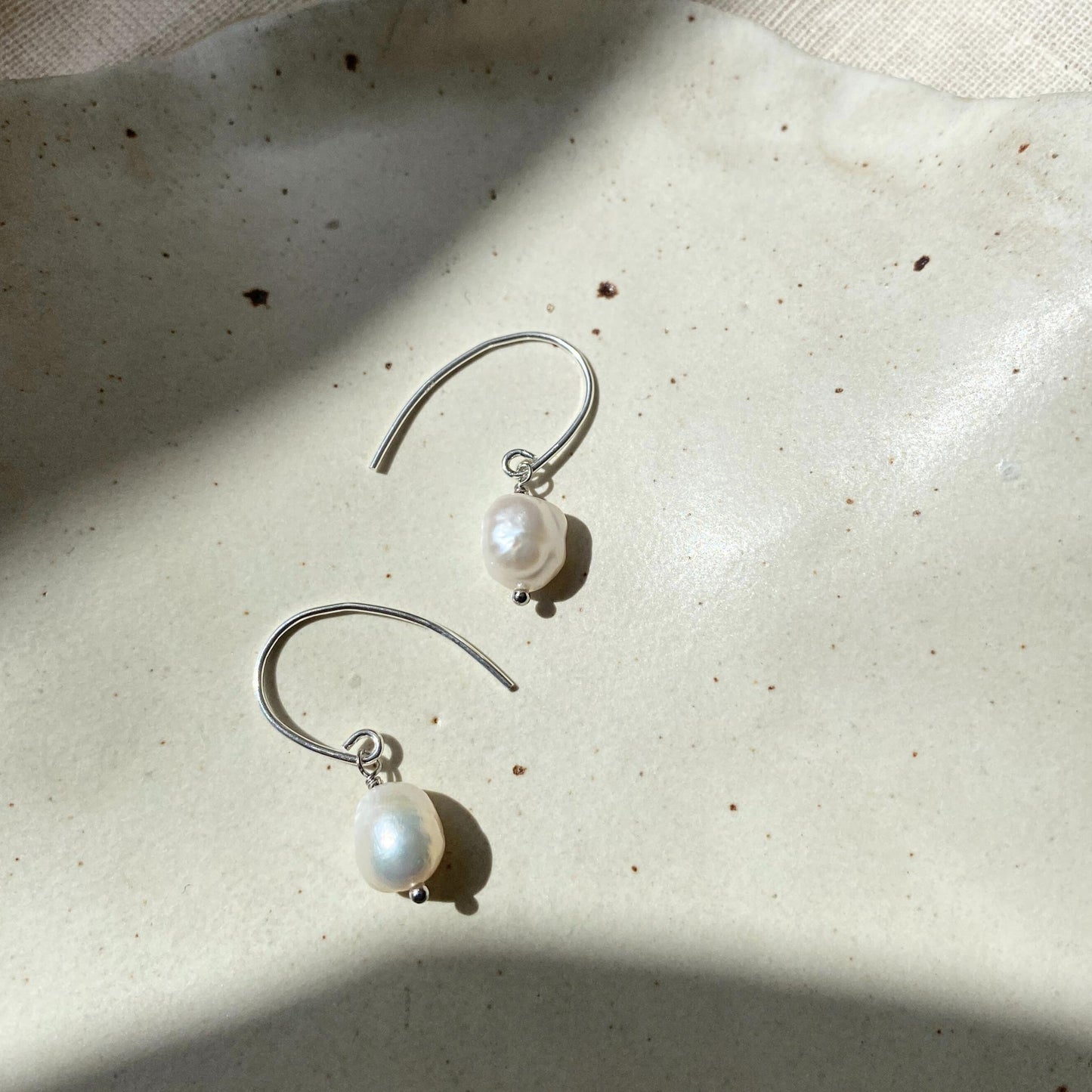 Pearl Ear Wire Earrings | Calm (Sterling Silver)