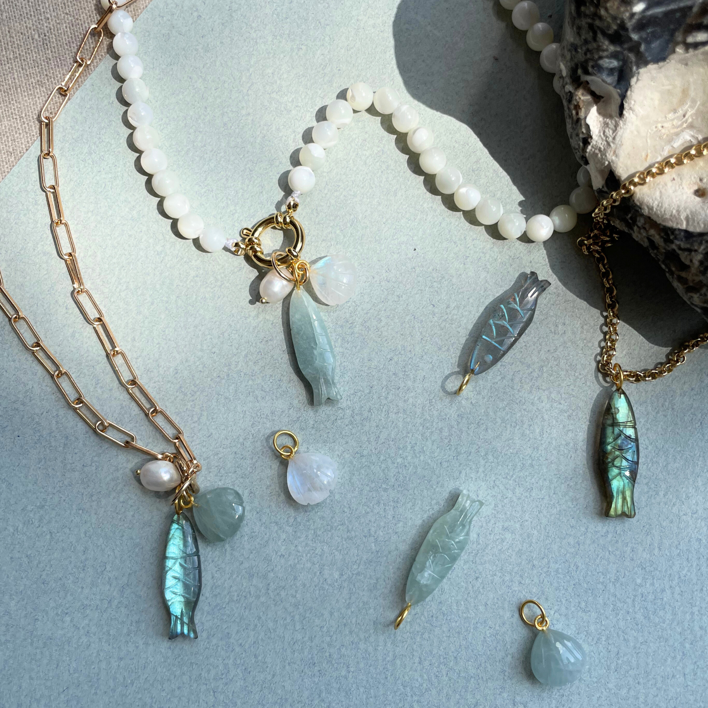 SS25 Shell Gemstone Necklace (Gold Plated)