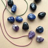 Pebble Stone Cord Necklace (Gold)