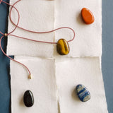 Pebble Stone Cord Necklace (Gold)
