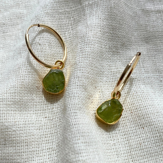 Peridot Carved Hoop Earrings | Wellbeing (Gold Fill)