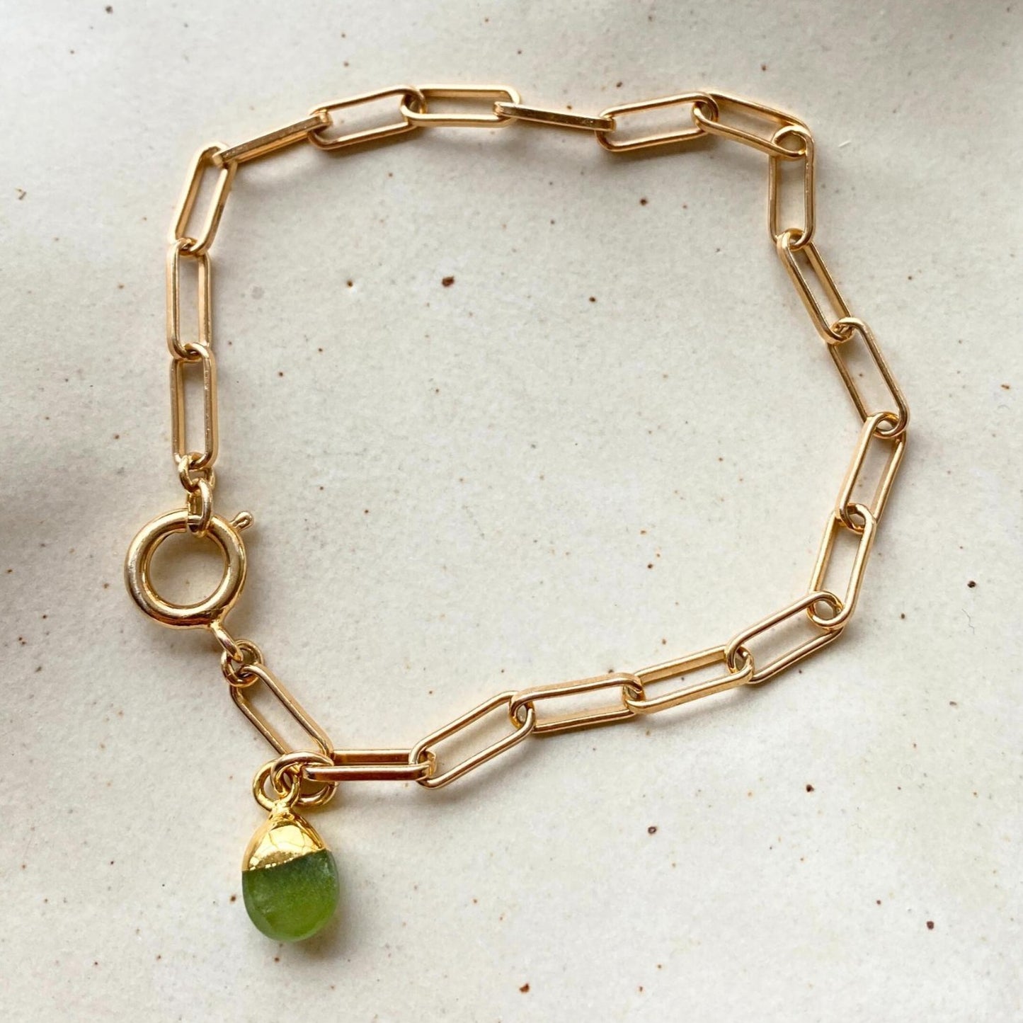 Peridot Tiny Tumbled Chunky Chain Bracelet | Wellbeing (Gold Plated)