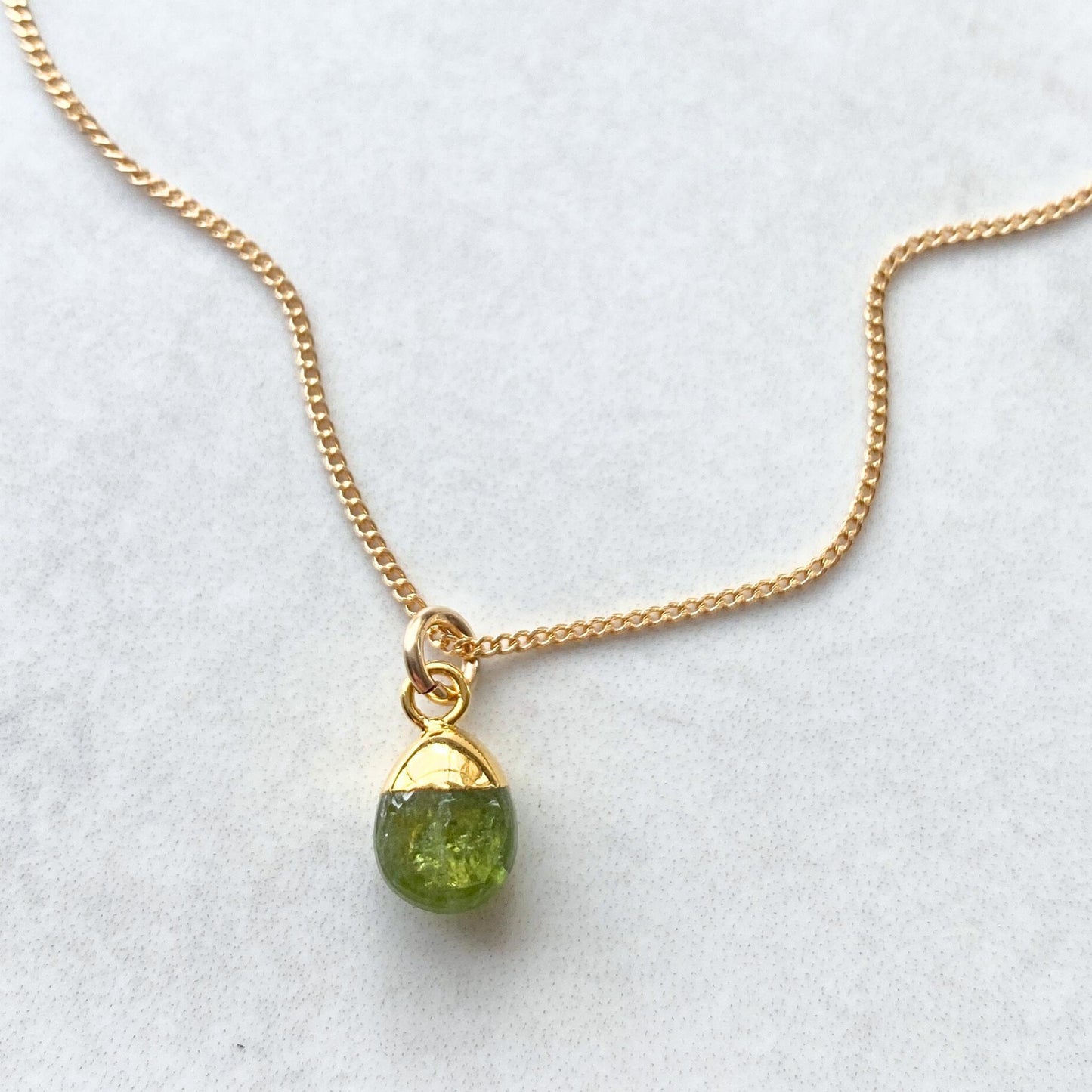 Peridot Tiny Tumbled Necklace | Wellbeing (Gold Plated)