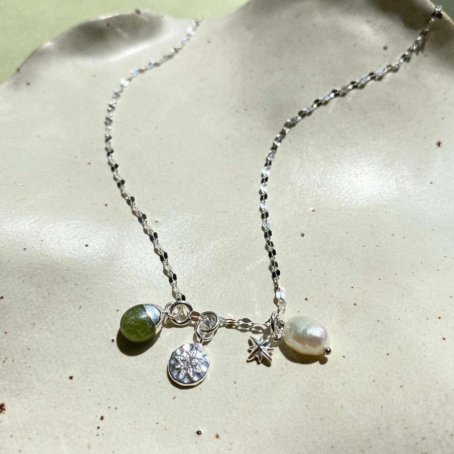 Peridot Charm Necklace | Wellbeing (Silver)