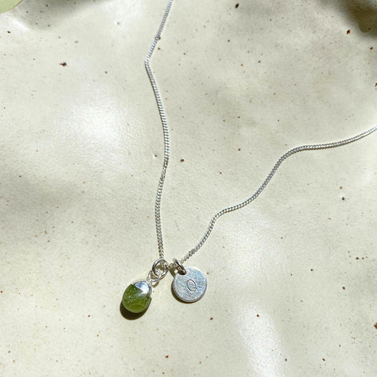 Peridot Tiny Tumbled Necklace | Wellbeing (Silver)