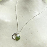 Peridot Tumbled & Moon Necklace | Wellbeing (Silver)
