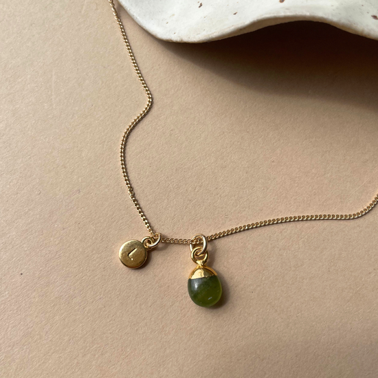 Peridot Tiny Tumbled Necklace | Wellbeing (Gold Plated)