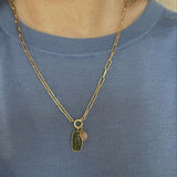 Peach Moonstone & Peridot Duo Dome Necklace (Gold)