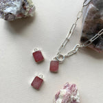 Pink Opal Gem Slice Chunky Chain Necklace | Hope (Silver)