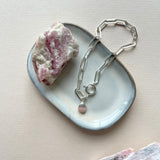 Pink Opal Tiny Tumbled Chunky Chain Bracelet | Love & Hope (Silver)
