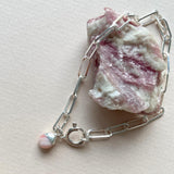 Pink Opal Tiny Tumbled Chunky Chain Bracelet | Love & Hope (Silver)