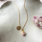 October Birthstone | Pink Opal Tiny Tumbled Necklace (Gold)