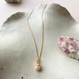 Pink Opal Tiny Tumbled Necklace | Love & Hope (Gold Plated)