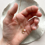 Choose Your Own | Tumbled Gemstone & Moon Necklace (Gold Plated)