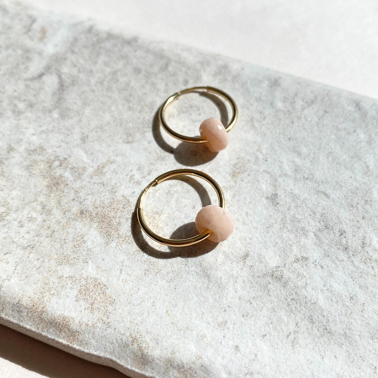 Pink Opal Faceted Gemstone Hoop Earrings | Love & Hope (Gold Fill)