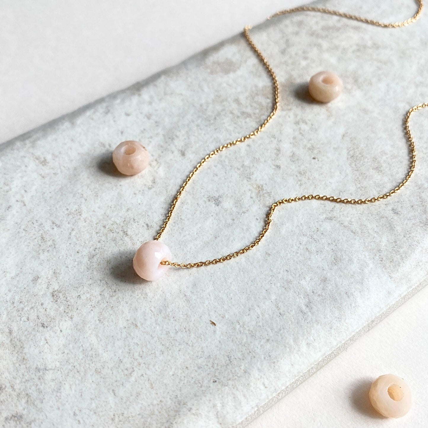 Pink Opal Faceted Gemstone Necklace | Love & Hope (Gold Fill)