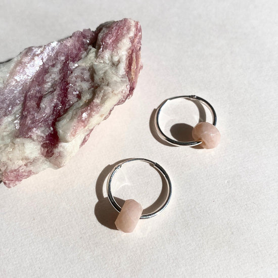 Pink Opal Faceted Gemstone Hoop Earrings | Love & Hope (Sterling Silver)