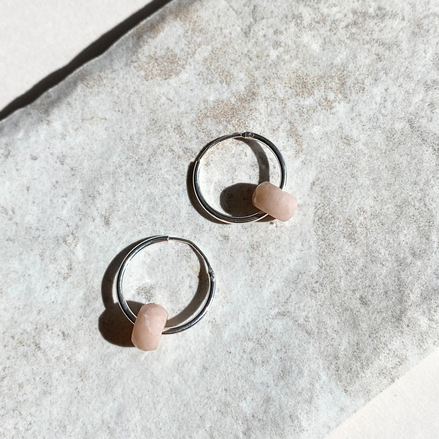 Pink Opal Faceted Gemstone Hoop Earrings | Love & Hope (Sterling Silver)