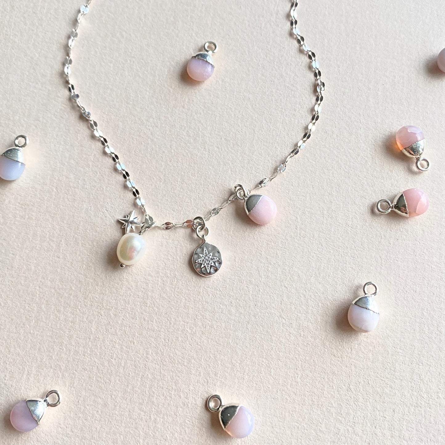 Pink Opal Charm Necklace | Love & Hope (Silver)