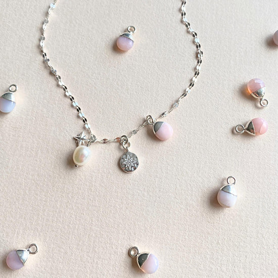 Pink Opal Charm Necklace | Love & Hope (Silver)