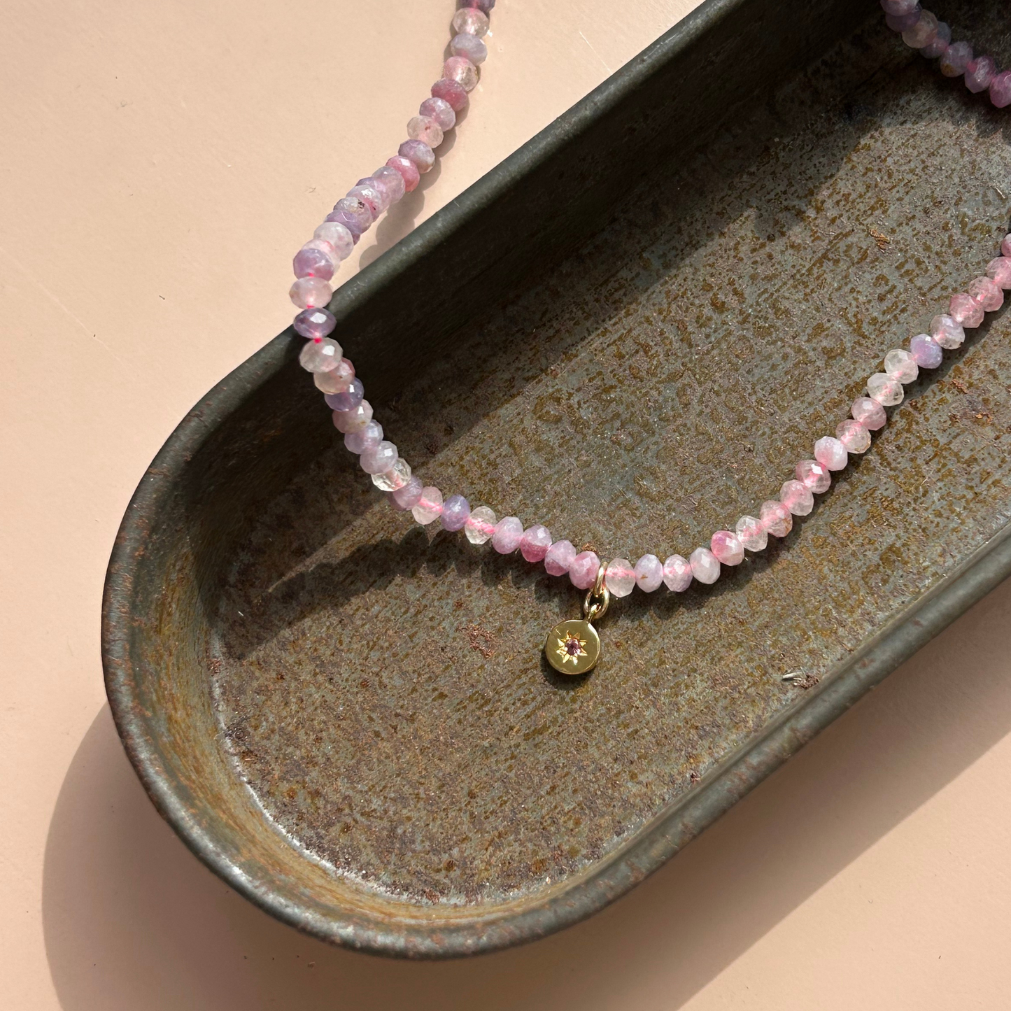 Light Pink Tourmaline Strand Necklace | Love & Calm (Gold)