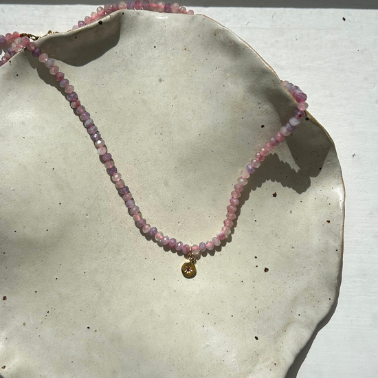 Light Pink Tourmaline Strand Necklace | Love & Calm (Gold)