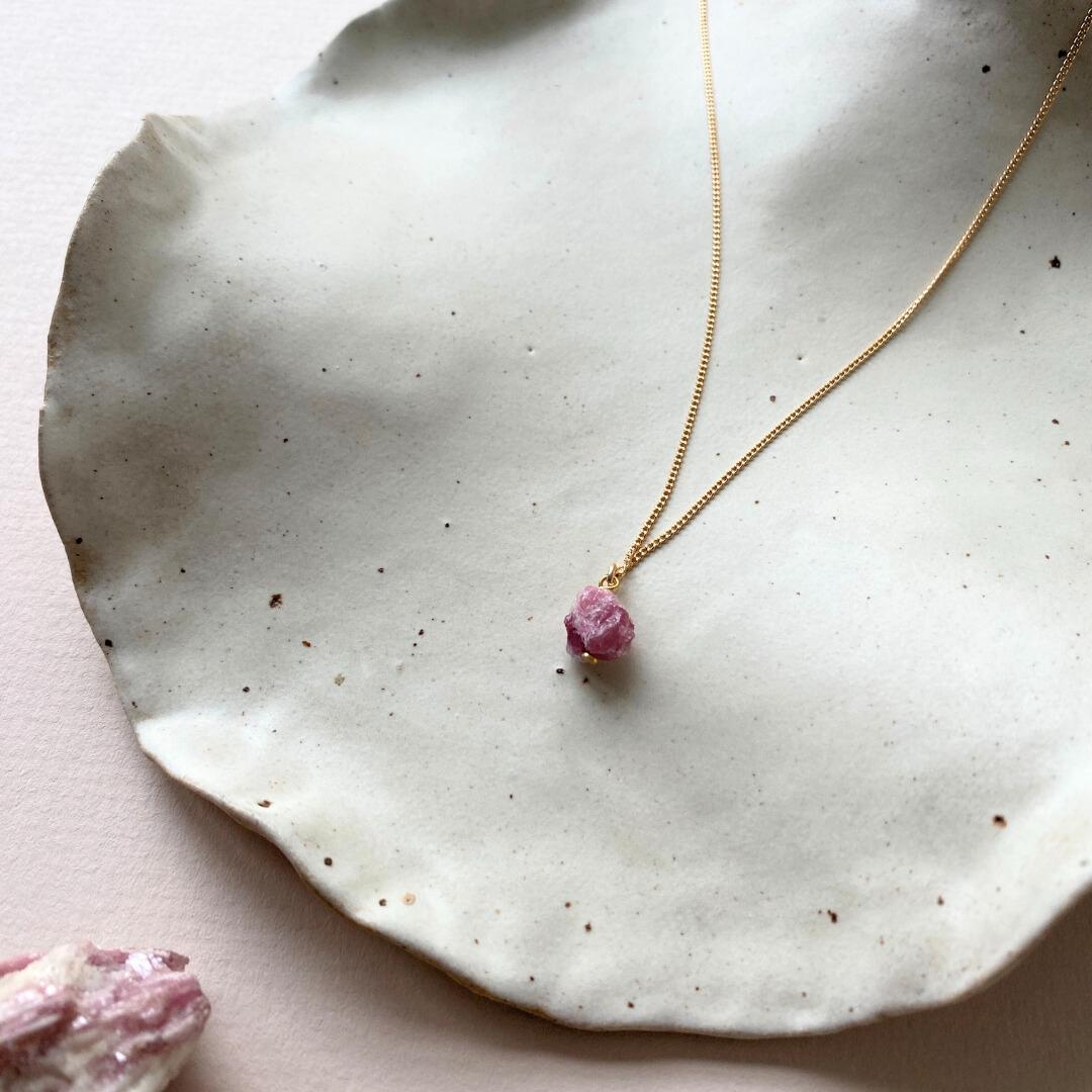 Load image into Gallery viewer, October Birthstone | Pink Tourmaline Threaded Necklace (Gold)
