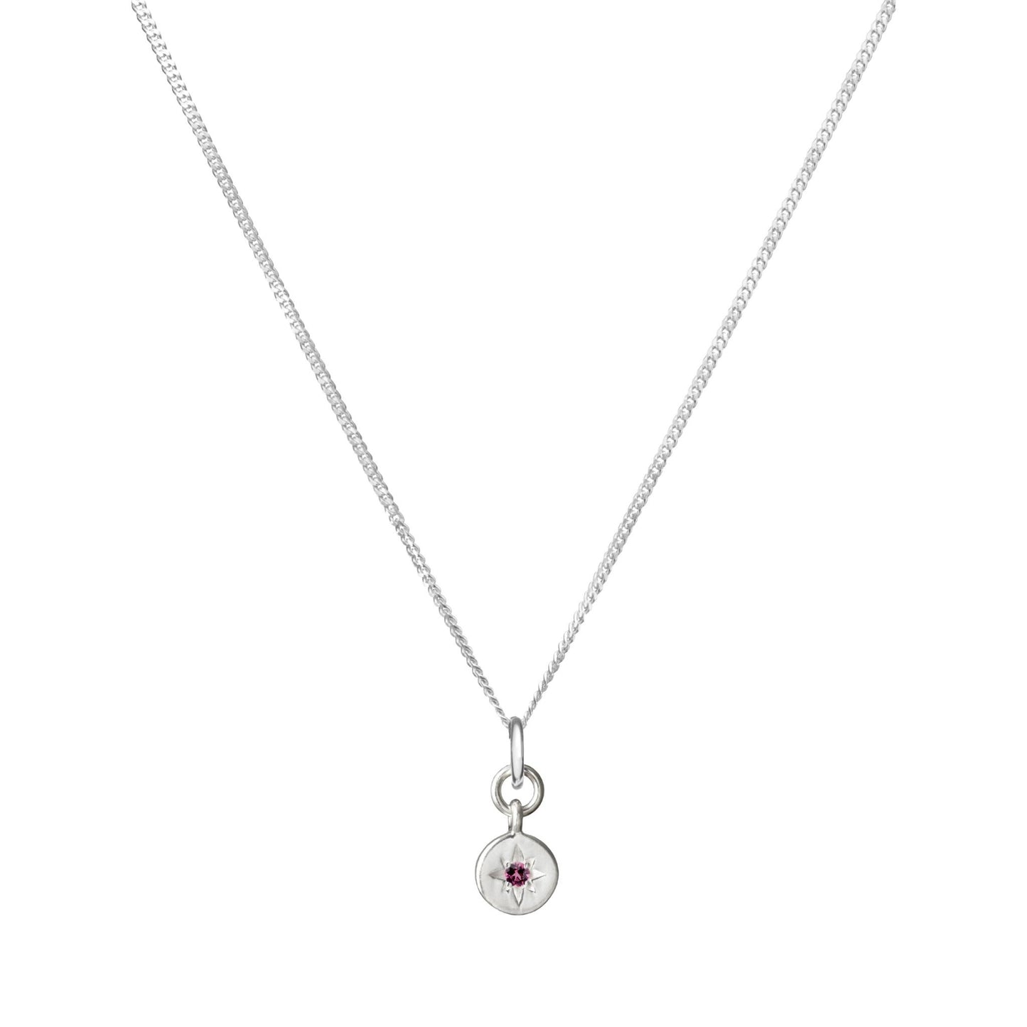 Pink Tourmaline Guiding Star Birthstone Necklace | October (Sterling Silver)