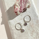 Pink Tourmaline 'Guiding Star' Birthstone Hoop Earrings | October (Sterling Silver)