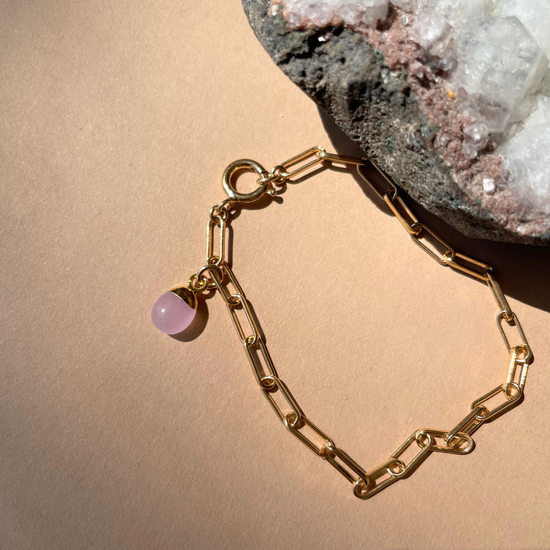 SS25 Tiny Tumbled Chunky Chain Bracelet | Sunstone, Green & Pink Chalcedony (Gold Plated)