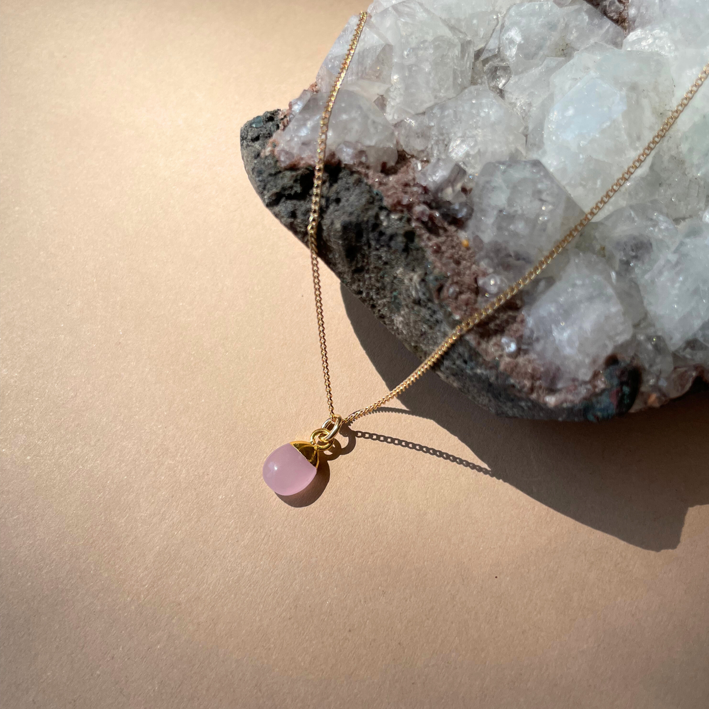 SS25 Tiny Tumbled Necklace | Sunstone, Green & Pink Chalcedony (Gold Plated)