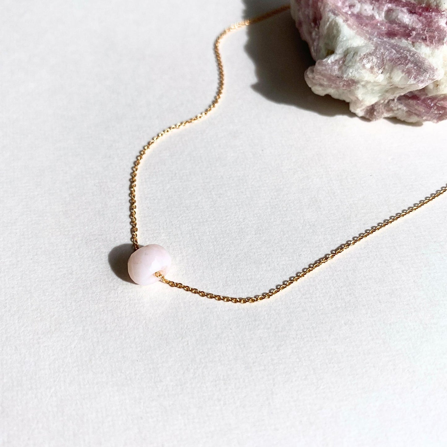 Pink Opal Faceted Gemstone Necklace | Love & Hope (Gold Fill)