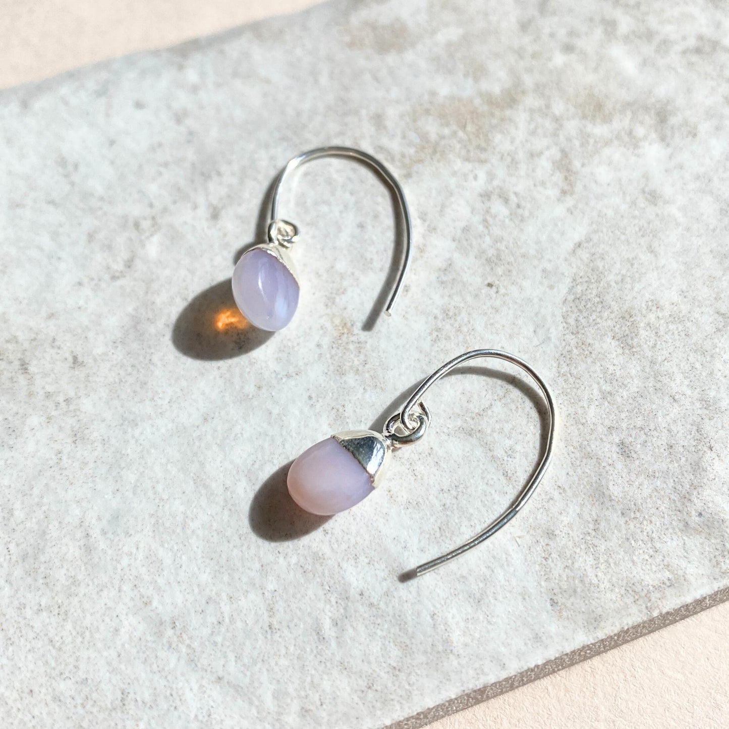 Pink Opal Tiny Tumbled Ear Wire Earrings | Love & Hope (Silver)