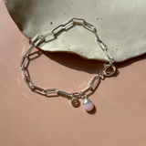 Pink Opal Tiny Tumbled Chunky Chain Bracelet | Love & Hope (Silver)